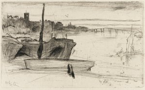 Chelsea Bridge and Church, ca. 1870-71 (tørpunkt på papir) af James Abbott McNeill Whistler